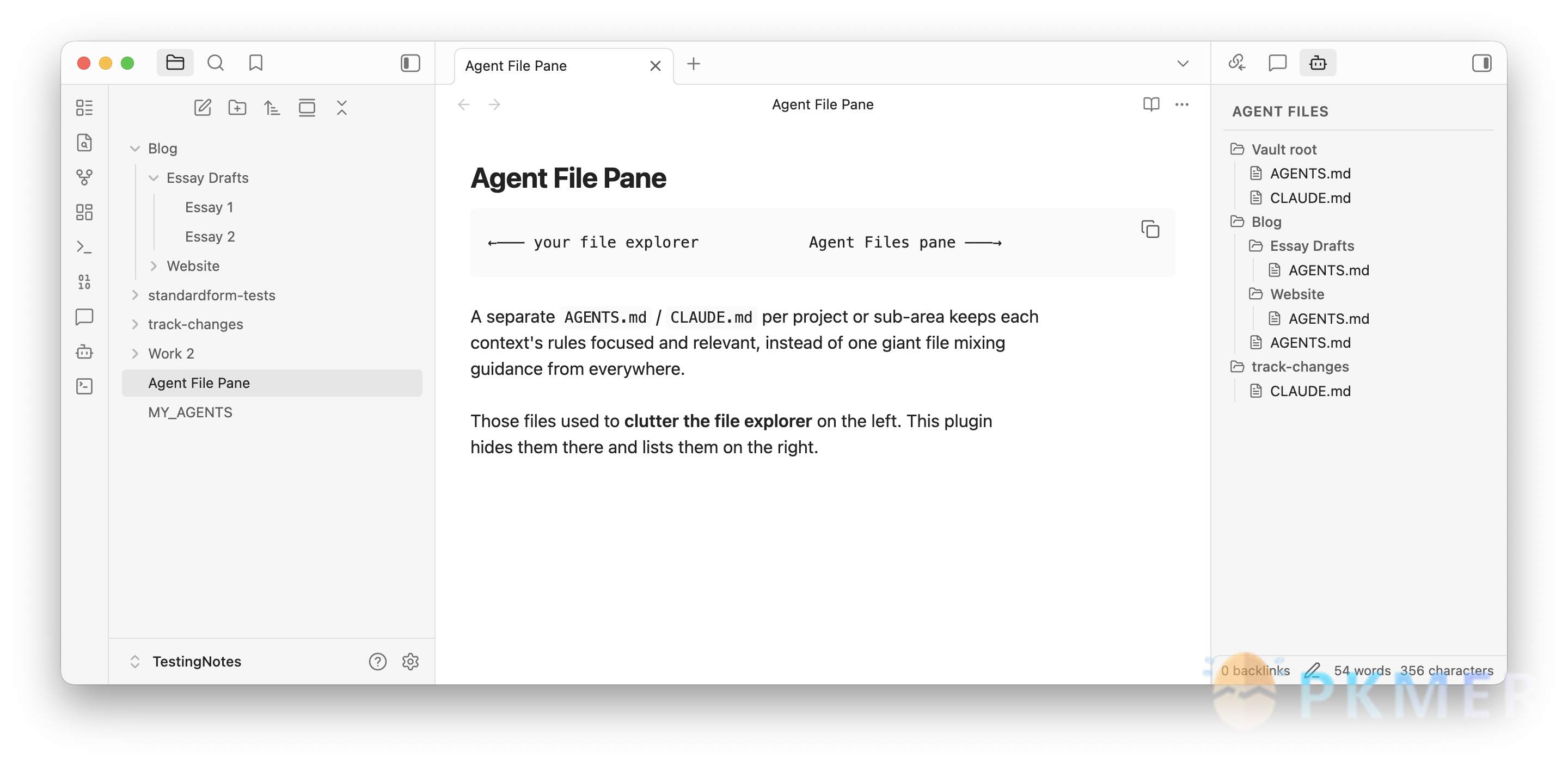 Obsidian 插件：Agent File Pane--