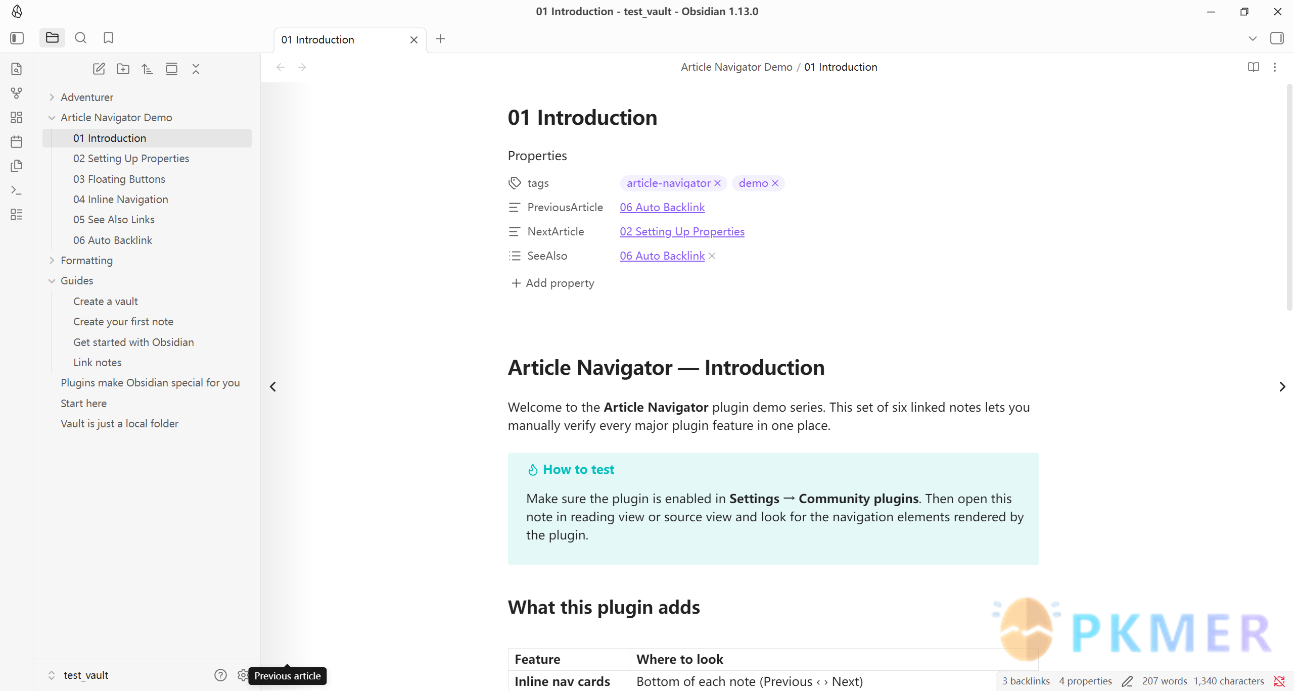 Obsidian 插件：Article Navigator--