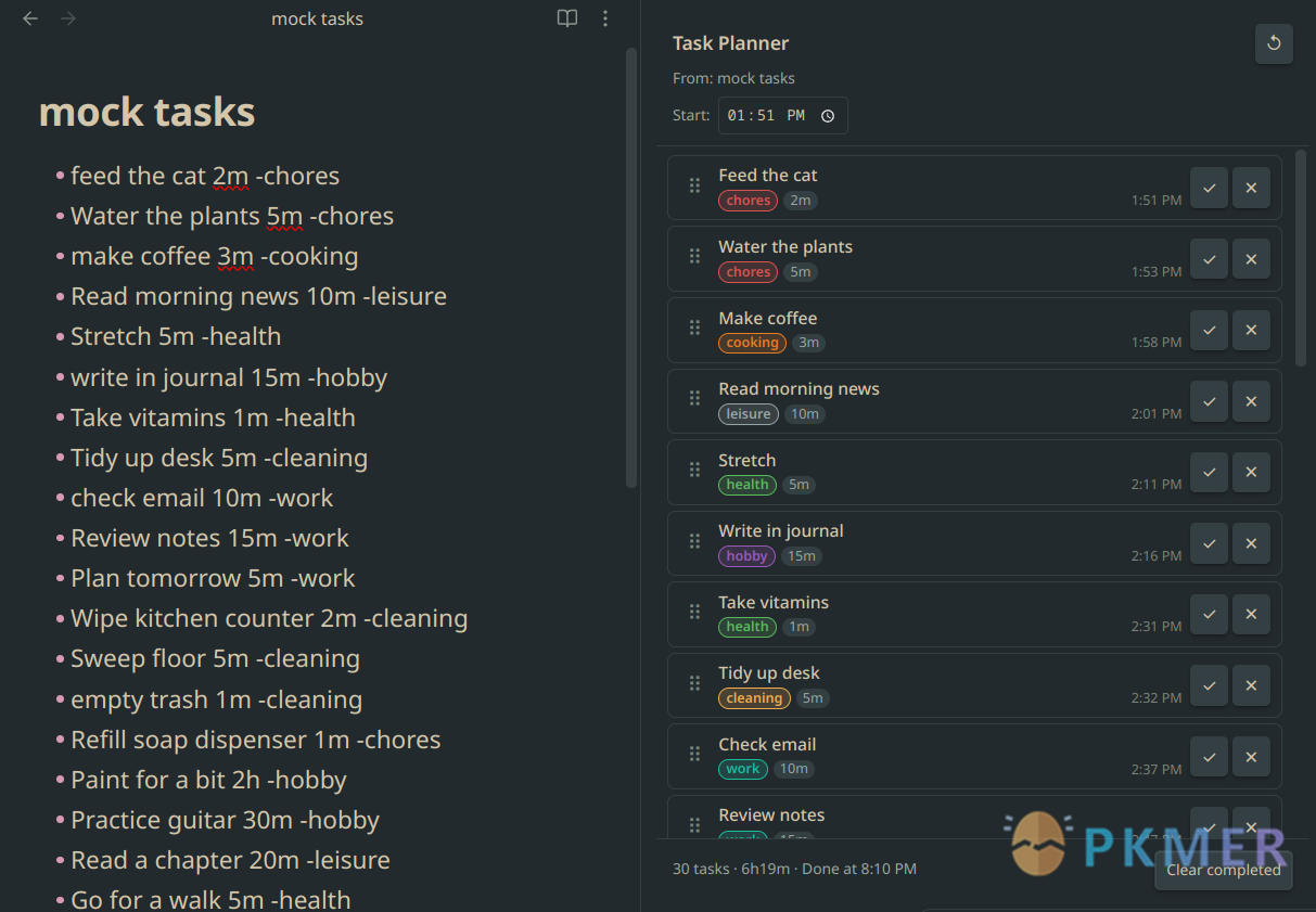 Obsidian 插件：Autism Task Planner--