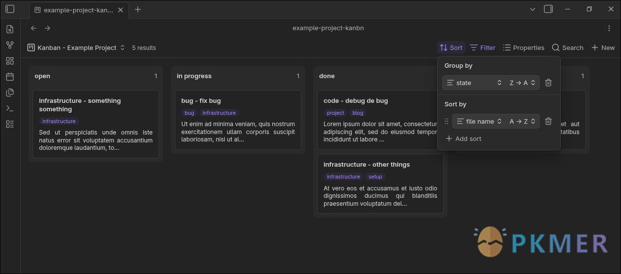 Obsidian 插件：Bases Kanban--