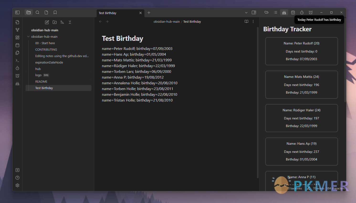 Obsidian 插件：【Readme】Birthday-Tracker--概述