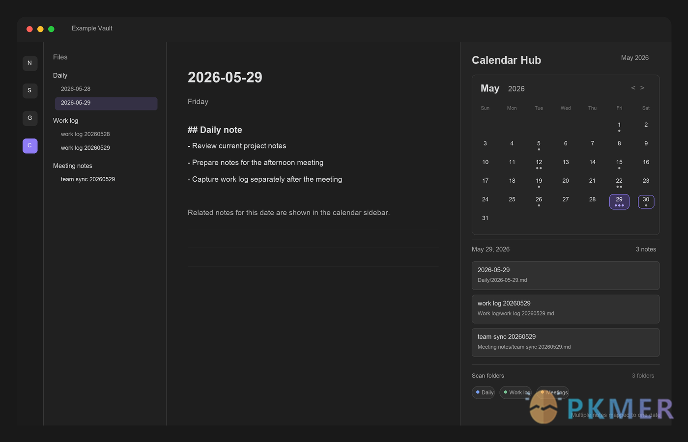 Obsidian 插件：Calendar Hub--