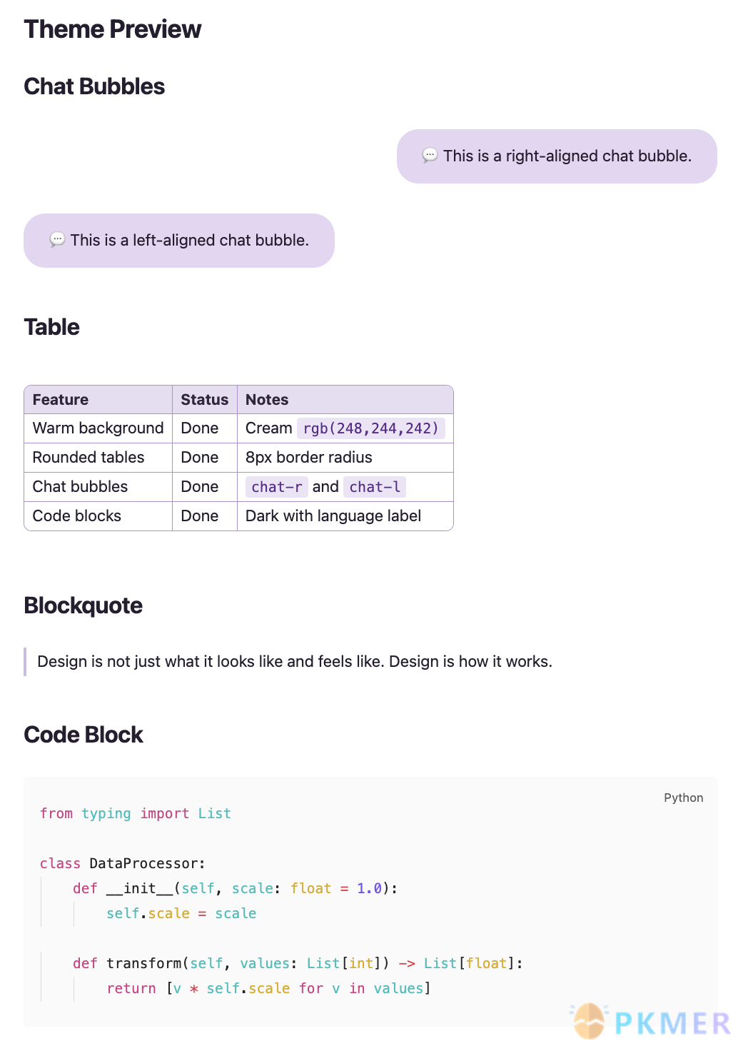 Obsidian 插件：Chat Bubble Theme--