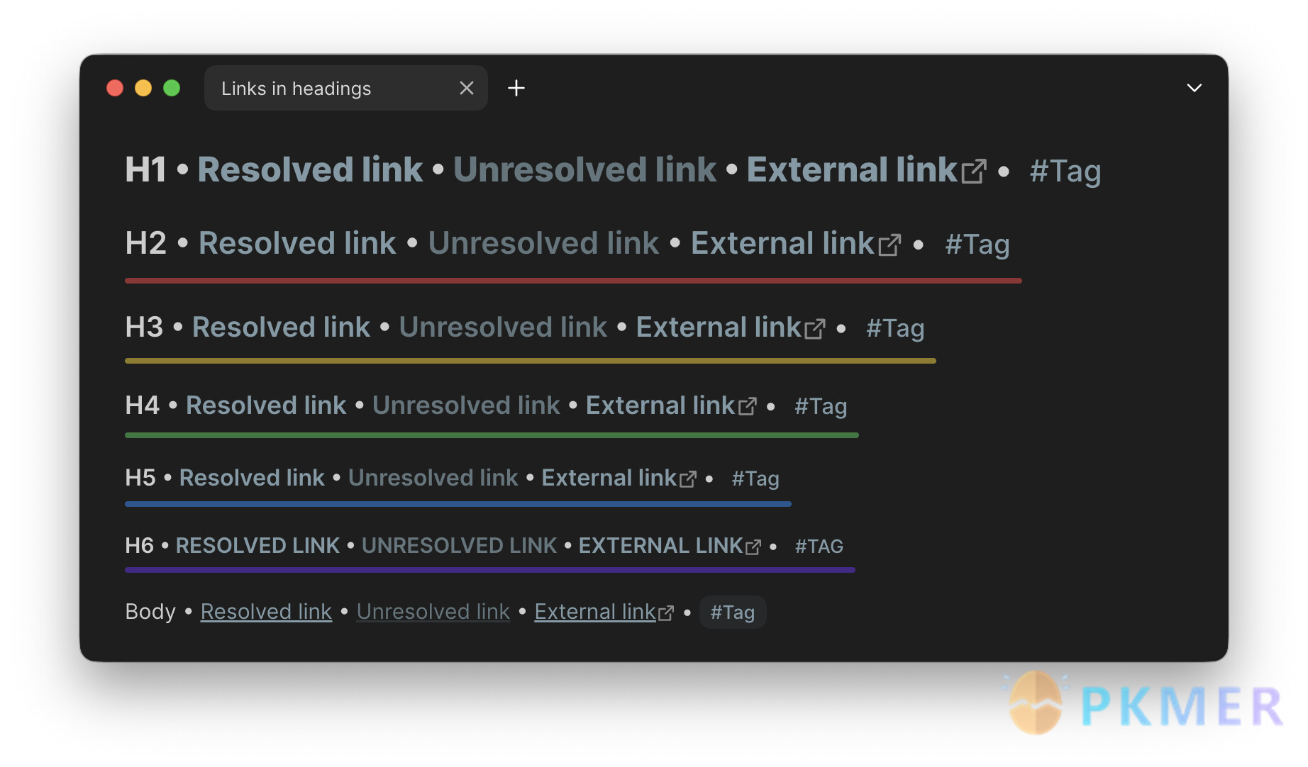 Obsidian 插件:Colorful Heading Underlines--