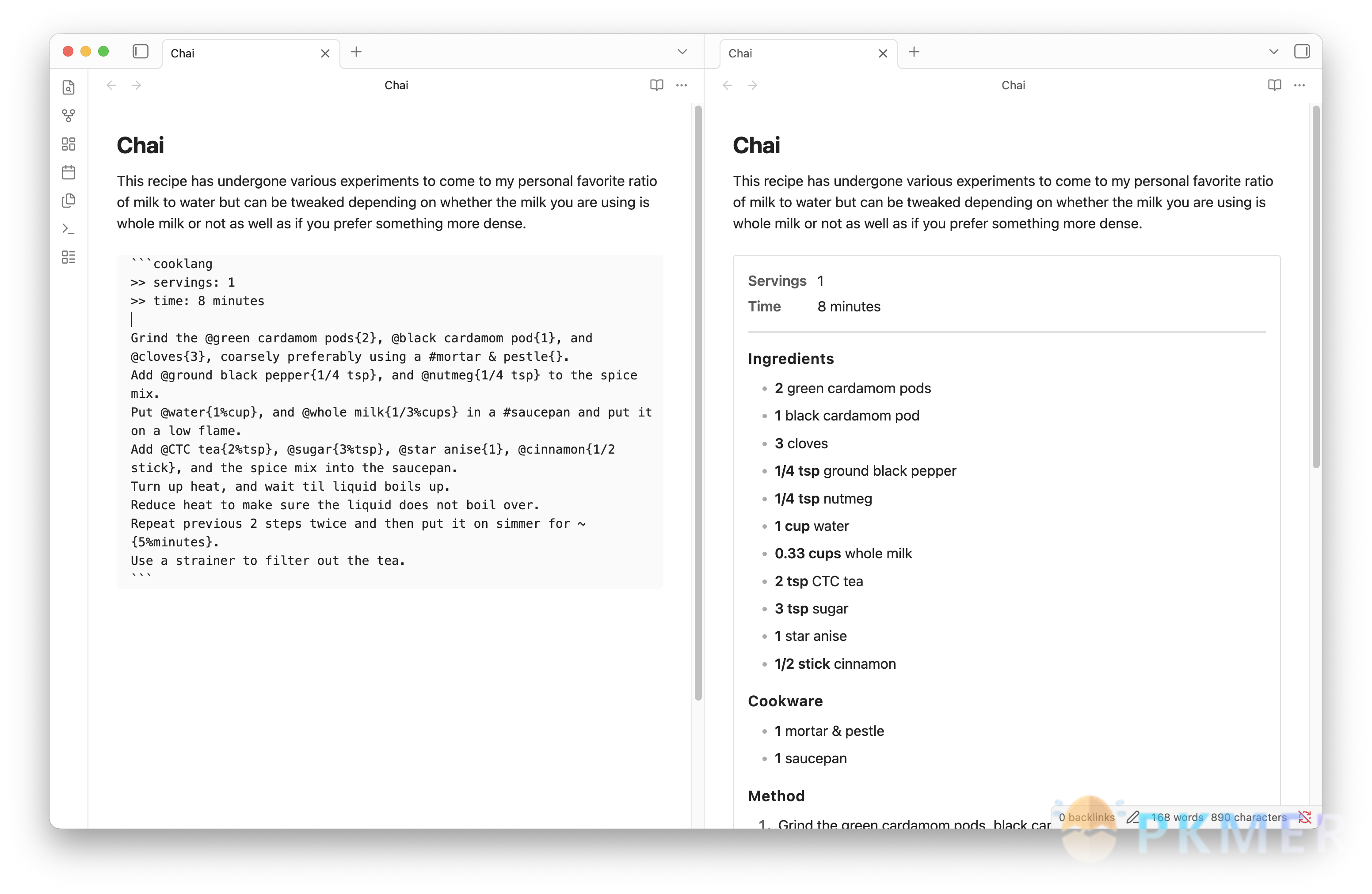 Obsidian 插件：Cooklang Codeblock--