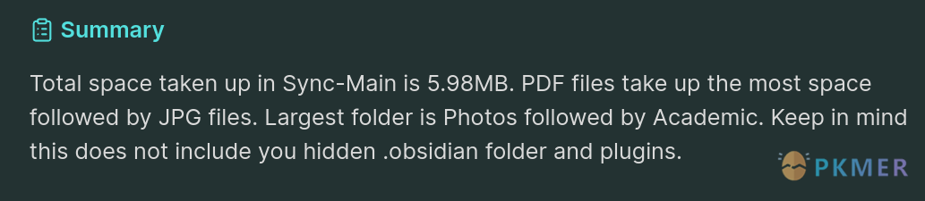 Obsidian 插件：Disk Usage--