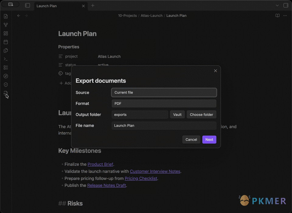 Obsidian 插件：Document Exporter--