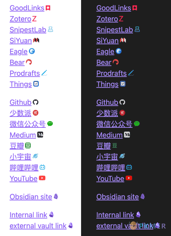 Obsidian 插件：External Links Icon--