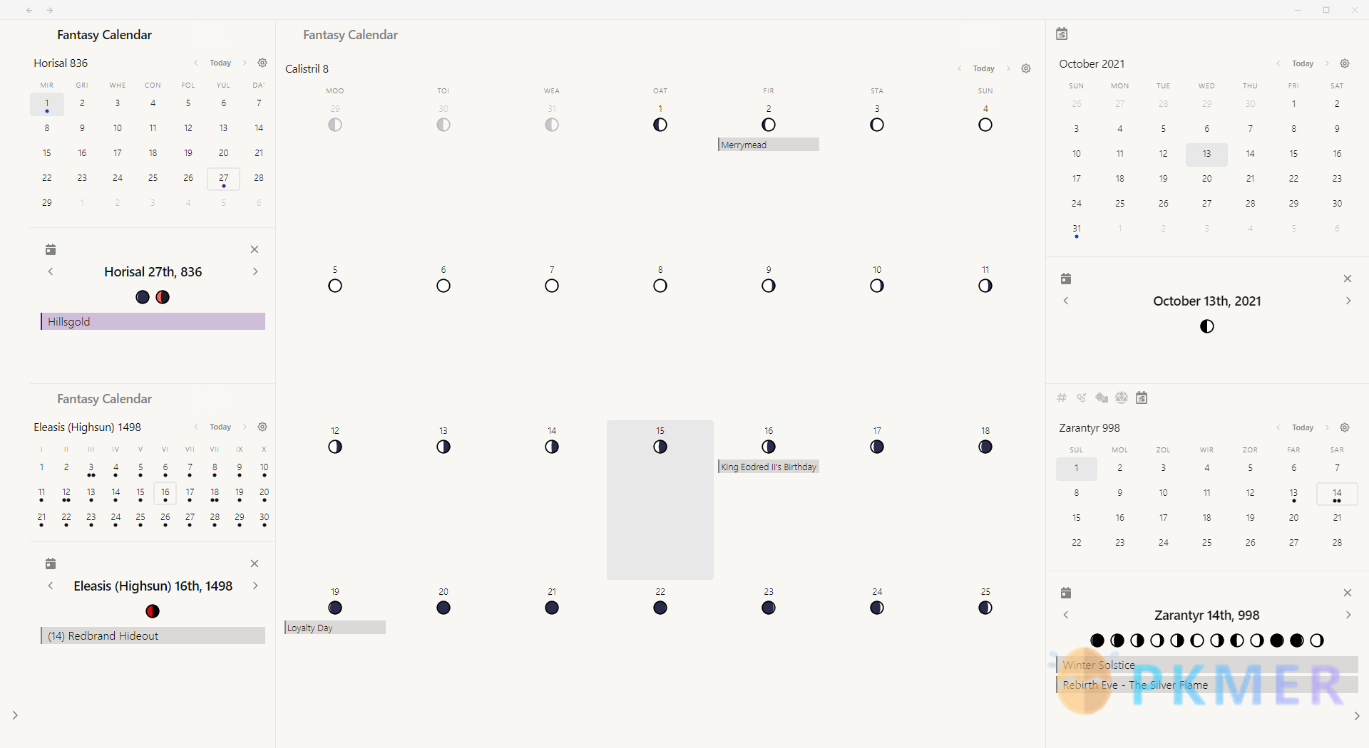 Obsidian 插件：Fantasy Calendar--