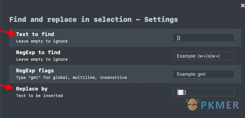 Obsidian 插件：Find and replace in selection--