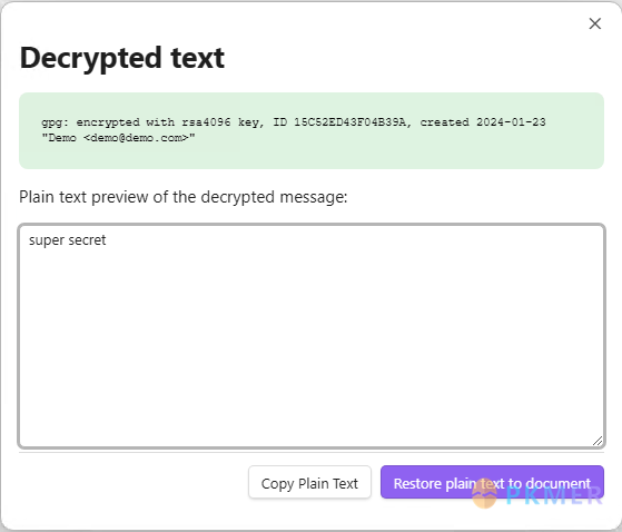 GPG 加密--解密一些文本
