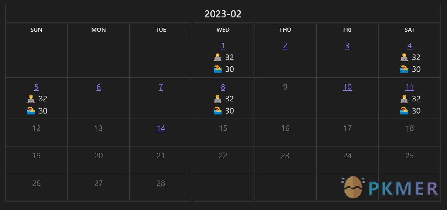 Obsidian 插件：【Readme】Habit Calendar--从 Dataview 表格生成日历