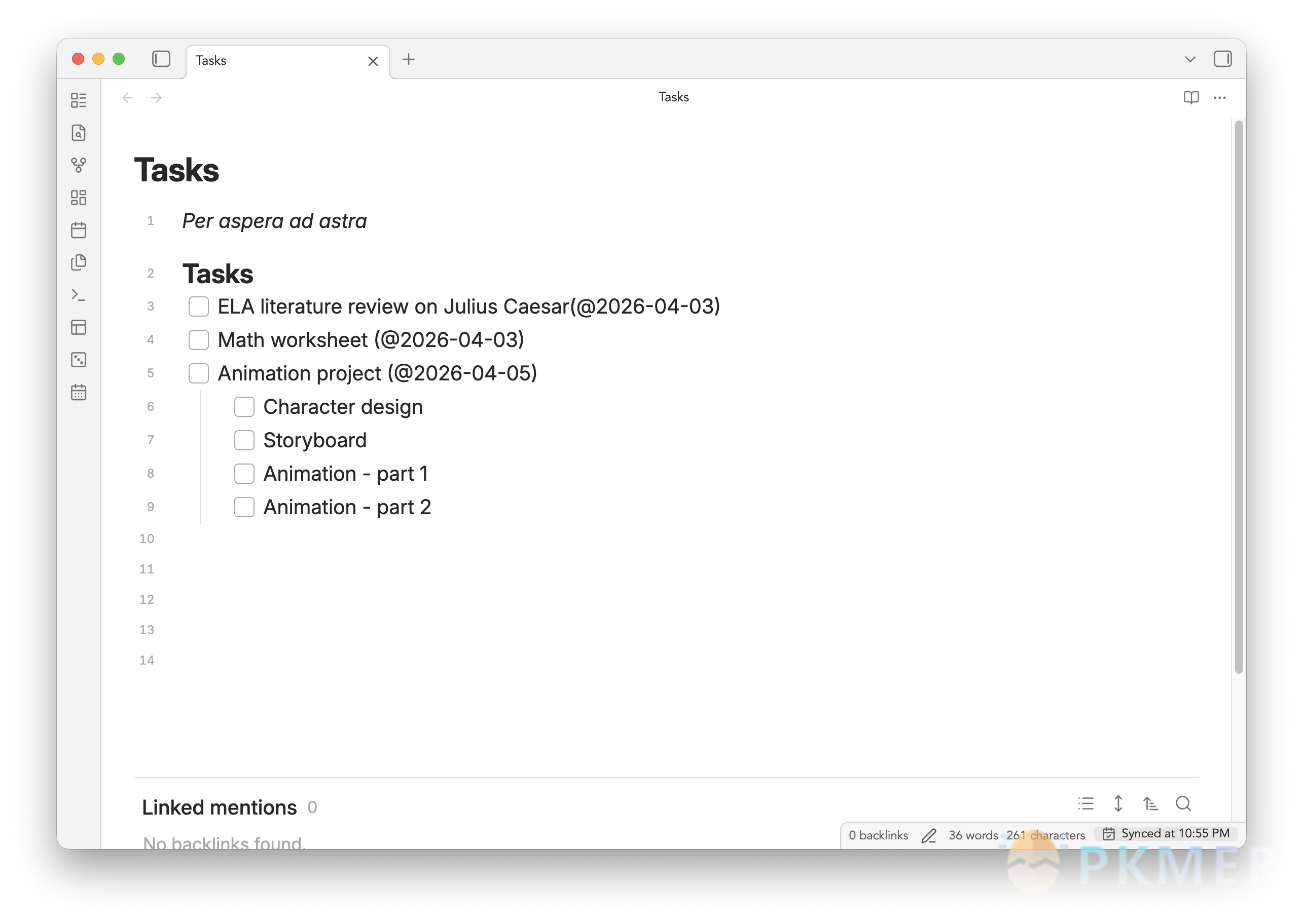 Obsidian 插件：iCal Task Sync--