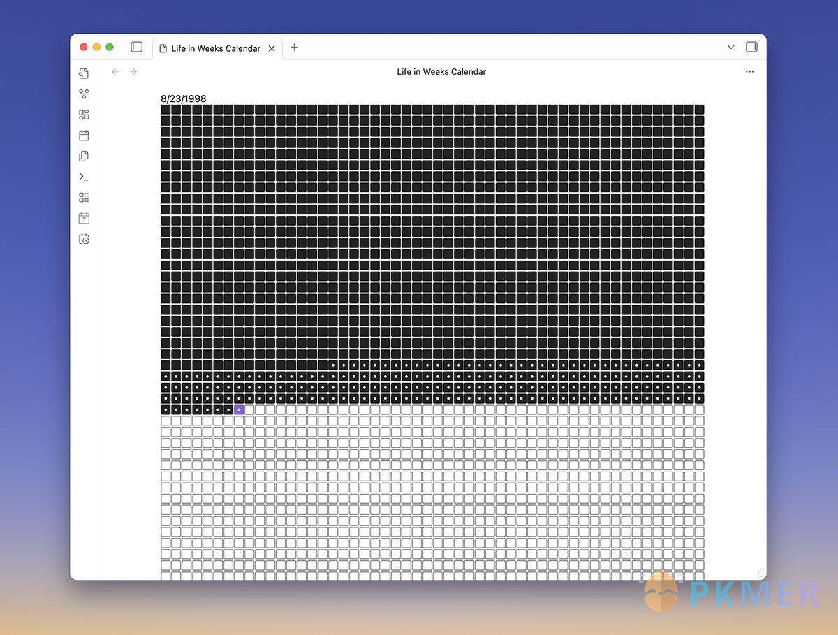 Obsidian 插件:Life in Weeks Calendar--