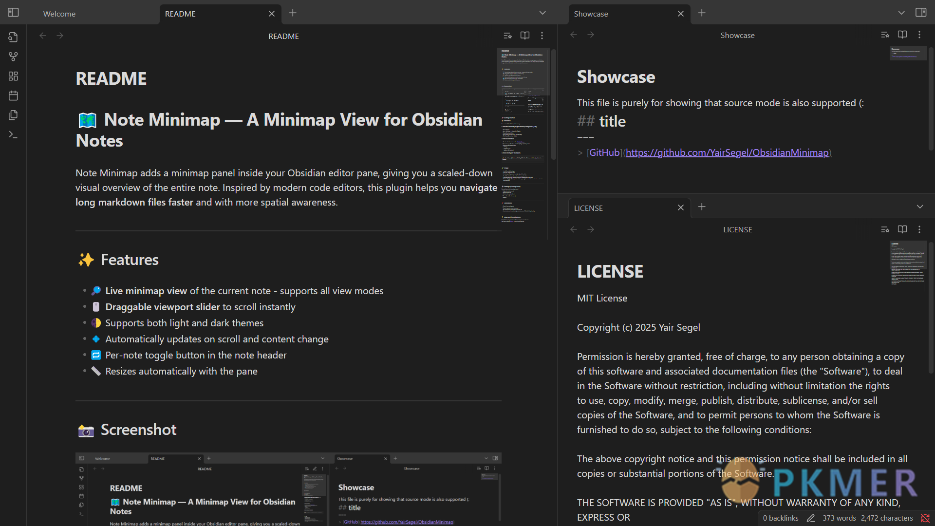 Obsidian 插件：Markdown Minimap--