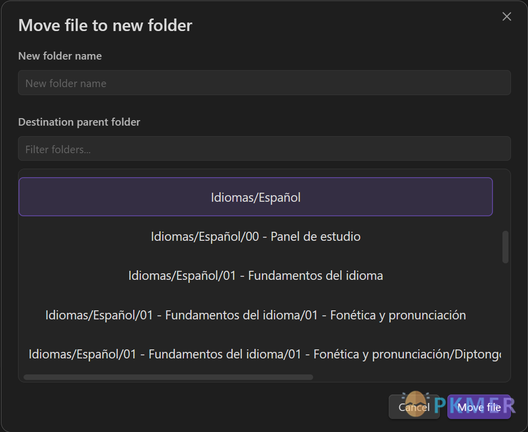 Obsidian 插件：Move to New Folder--