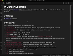 Obsidian 插件：Cursor Location