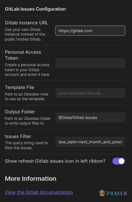 Gitlab Issues for Obsidian--配置