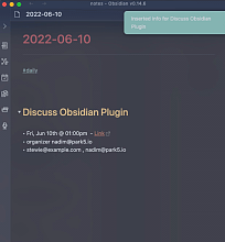 Obsidian 插件：Google Calendar and Contacts Lookup