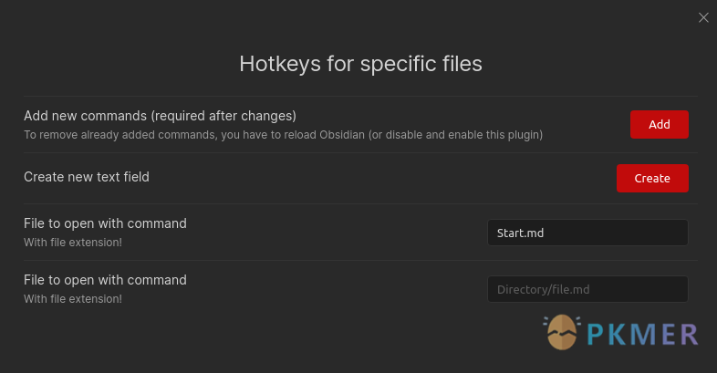 Obsidian 插件：Hotkeys for specific files--