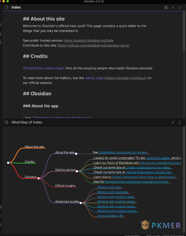 Obsidian 插件：Mind Map--