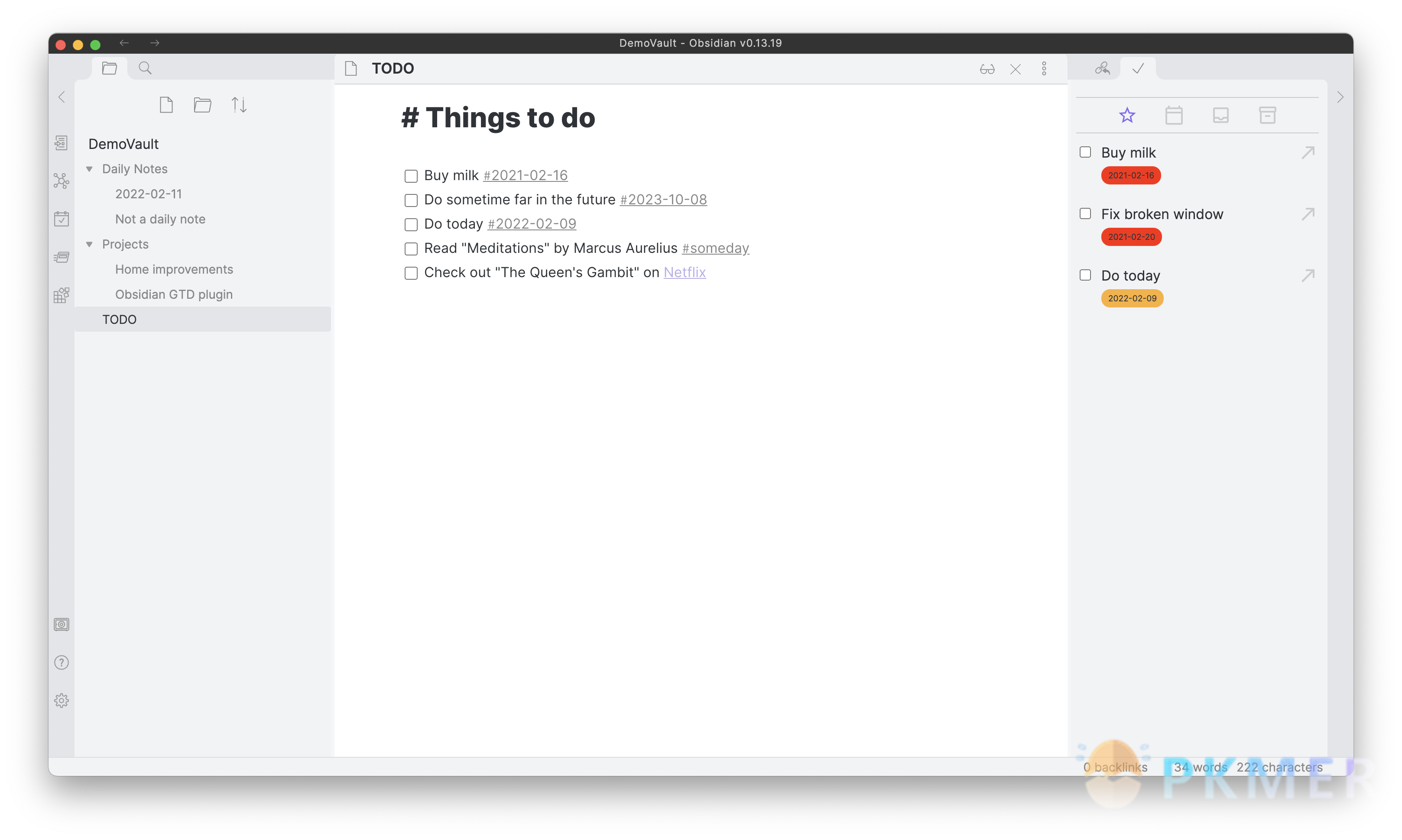 Obsidian 插件：Obsidian TODO | Text-based GTD--