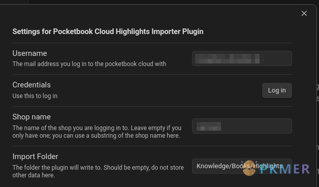 Obsidian 插件：Pocketbook Cloud Highlight Importer--