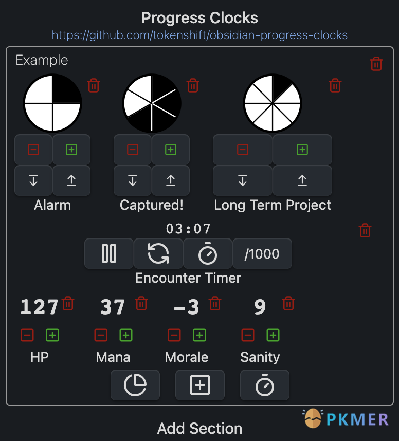 Obsidian 插件：Progress Clocks--