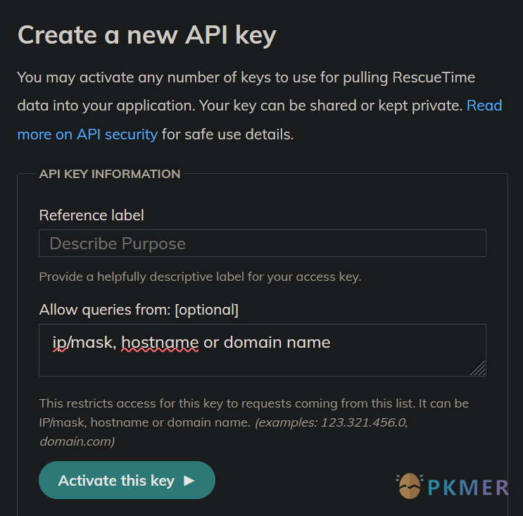 从RescueTime获取API密钥的图像