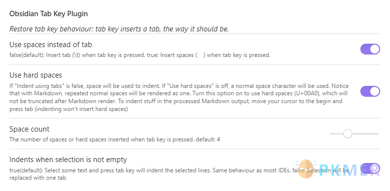 Obsidian 插件：Restore Tab Key--