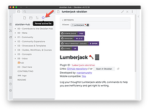 Obsidian 插件：Reveal Active File Button