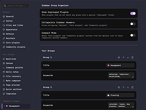 Obsidian 插件：Settings Sidebar Organizer