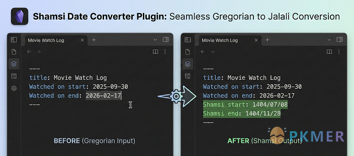 Obsidian 插件：Shamsi Date Converter--