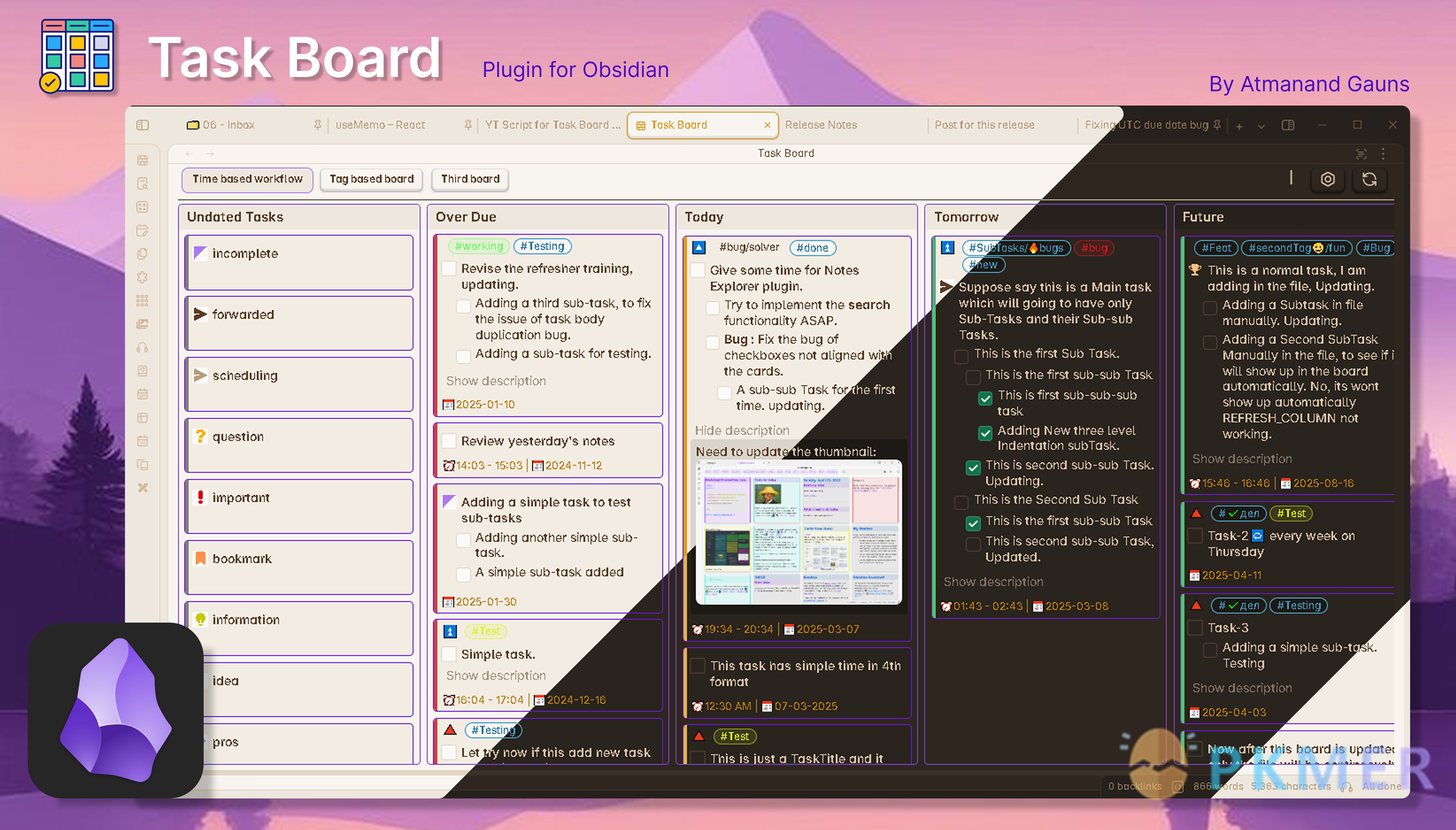 Obsidian 插件：Task Board--