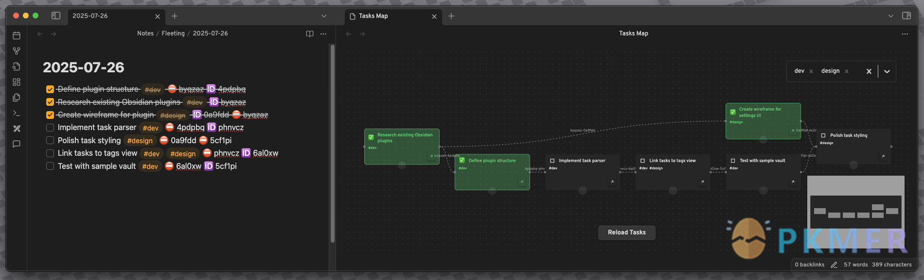 Obsidian 插件：Tasks Map--