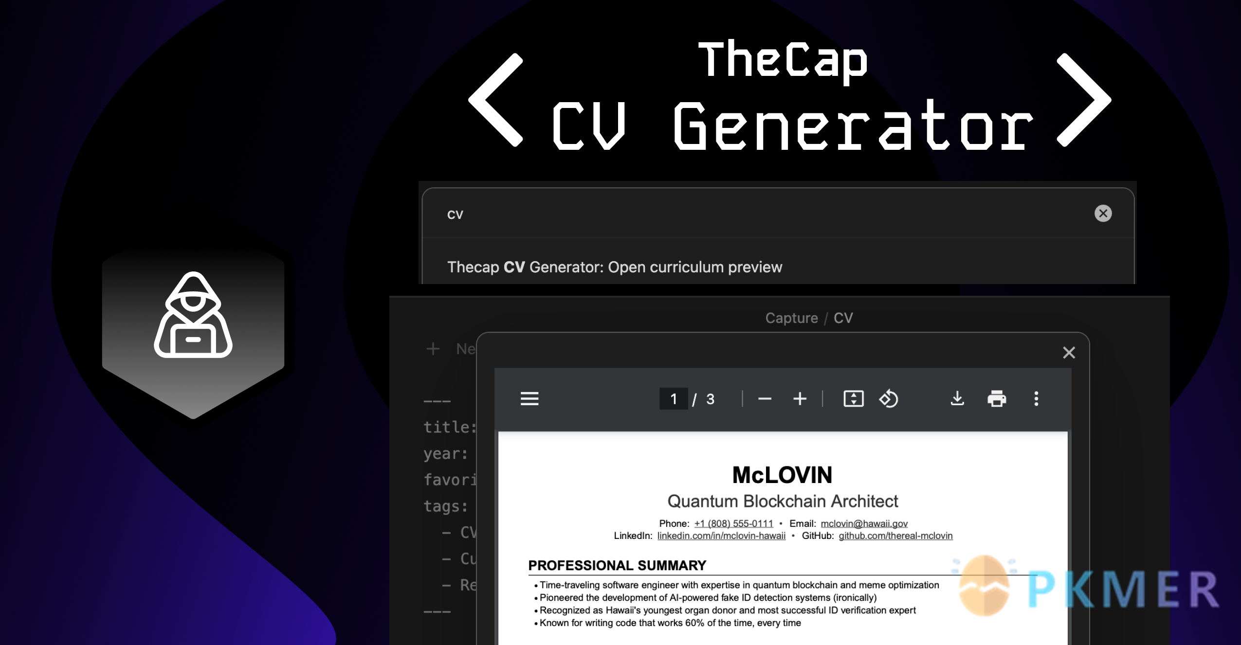 Obsidian 插件：Thecap cv generator--