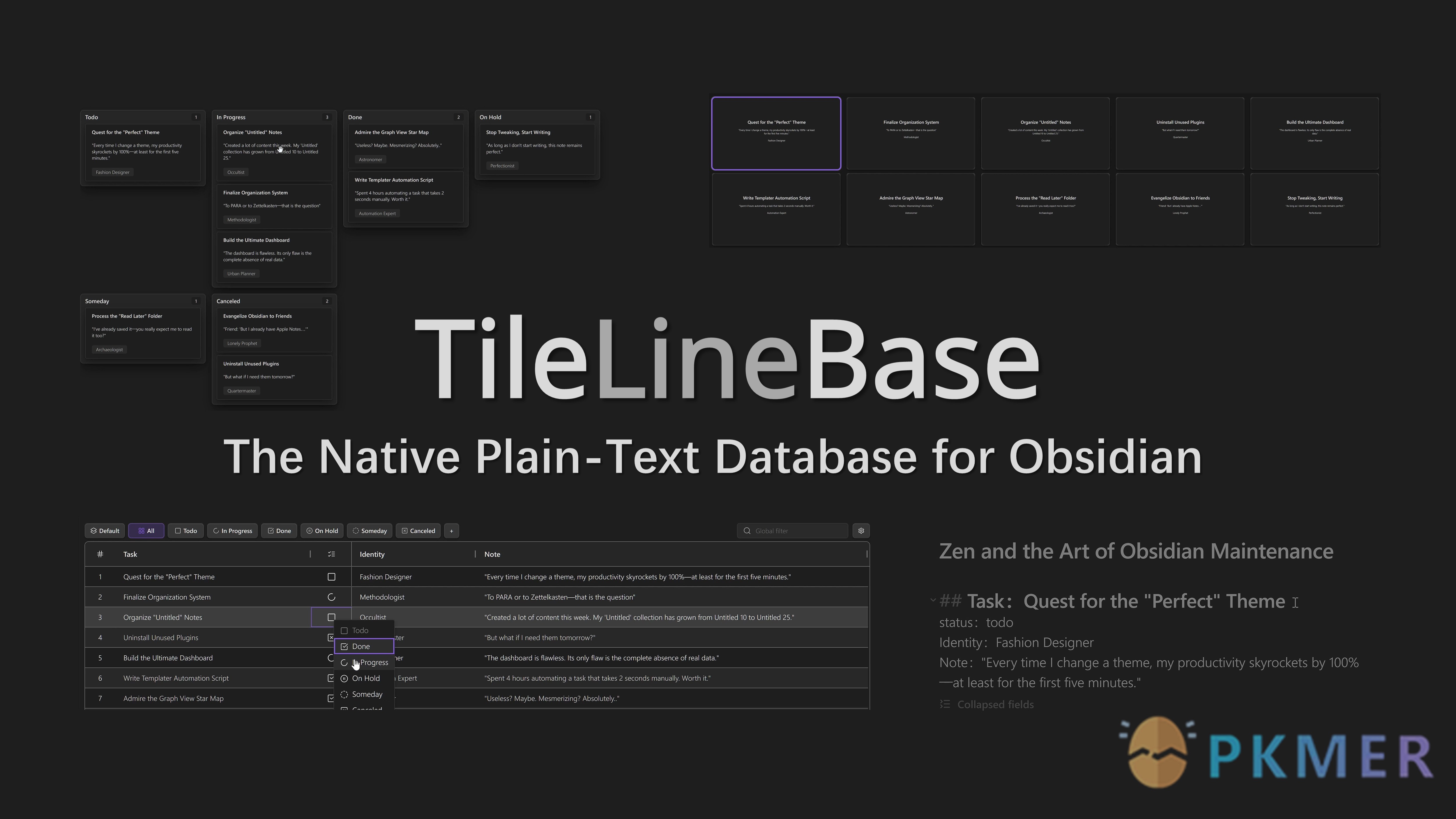 Obsidian 插件：TileLineBase--