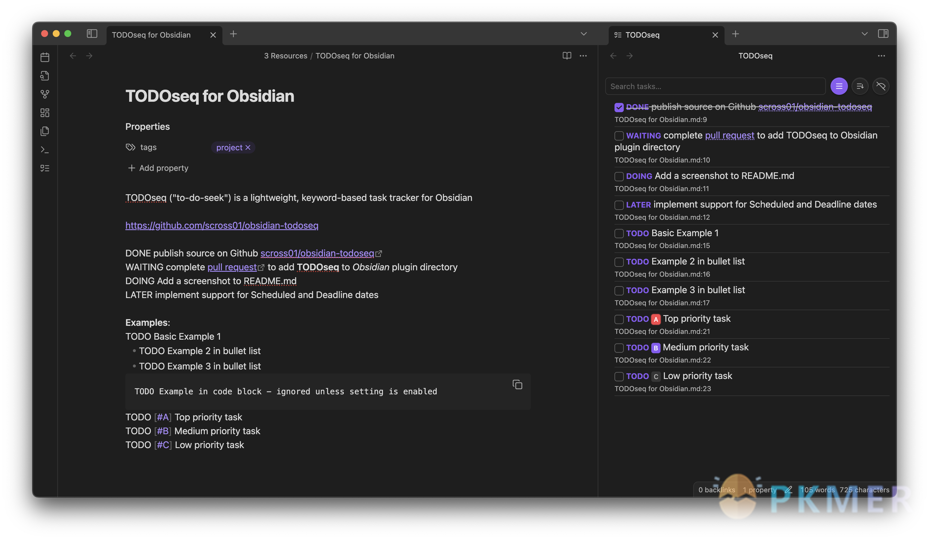 Obsidian 插件：TODOseq--