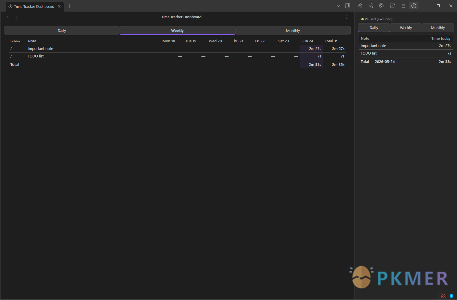 Obsidian 插件：Vault Time Tracker--