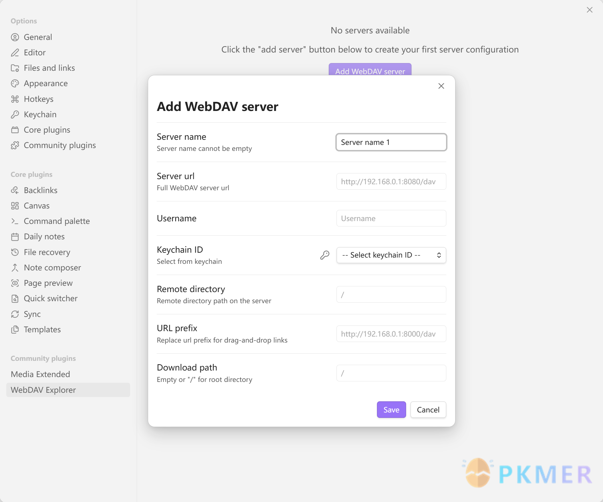 Obsidian 插件：WebDAV Explorer--
