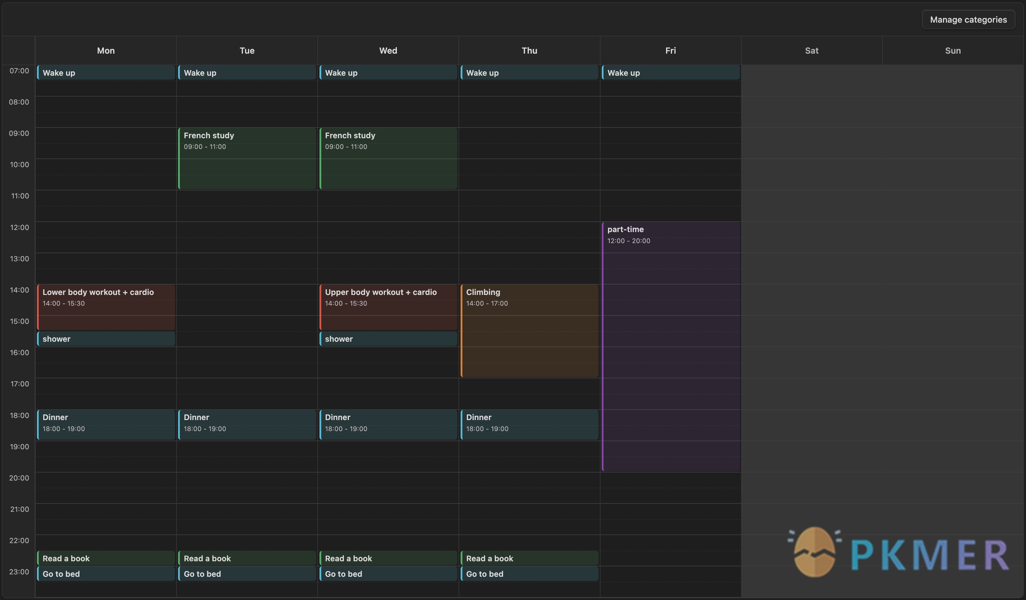Obsidian 插件：Weekly Routine Planner--