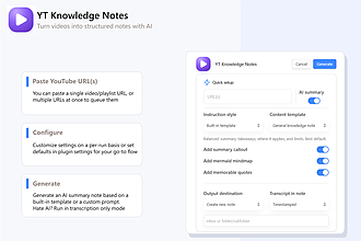 Obsidian 插件：YT Knowledge Notes