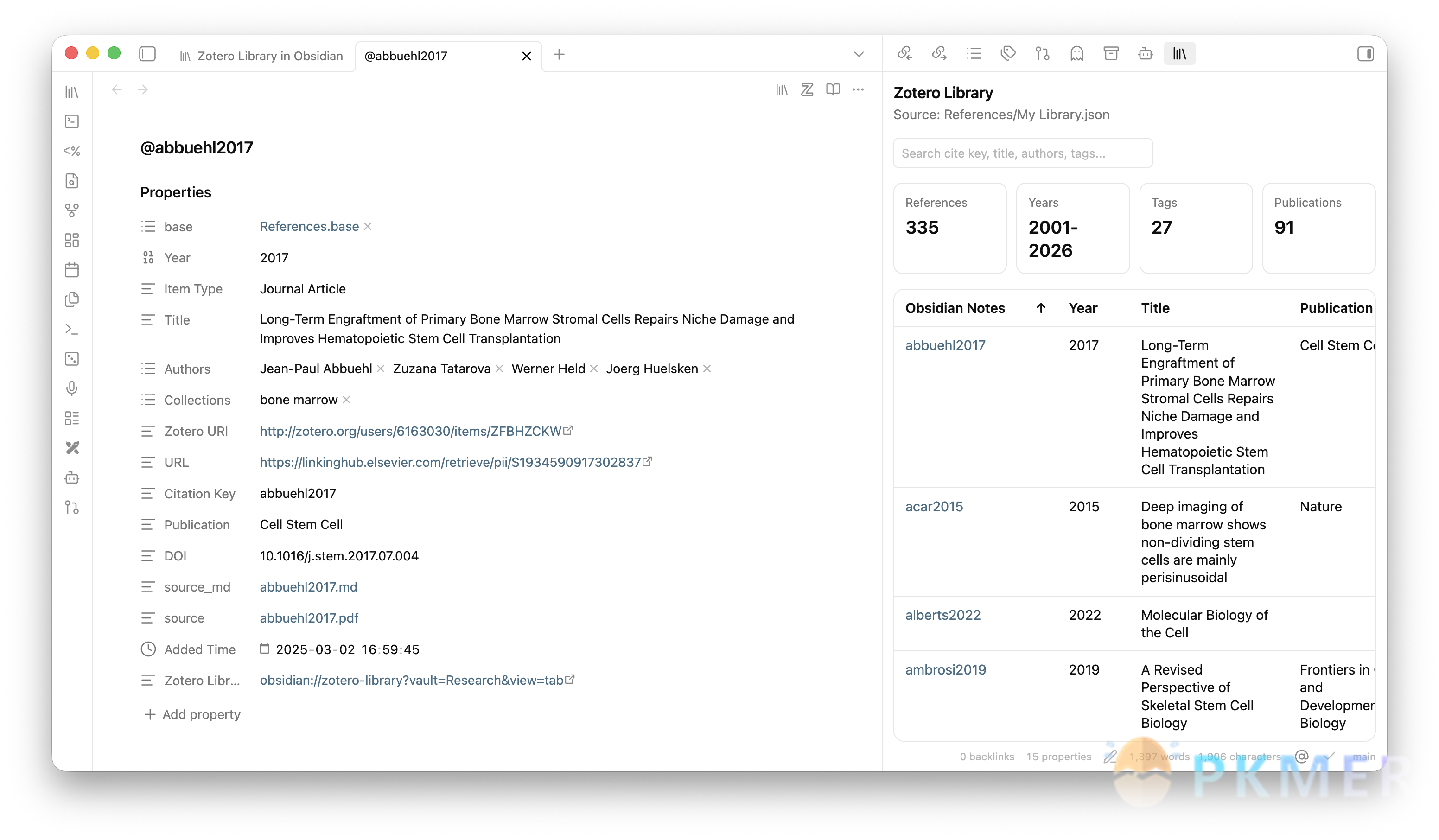 Obsidian 插件：Zotero Lib View--