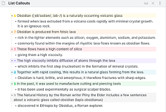 Obsidian 插件：List Callouts 为大纲列表增加强化样式