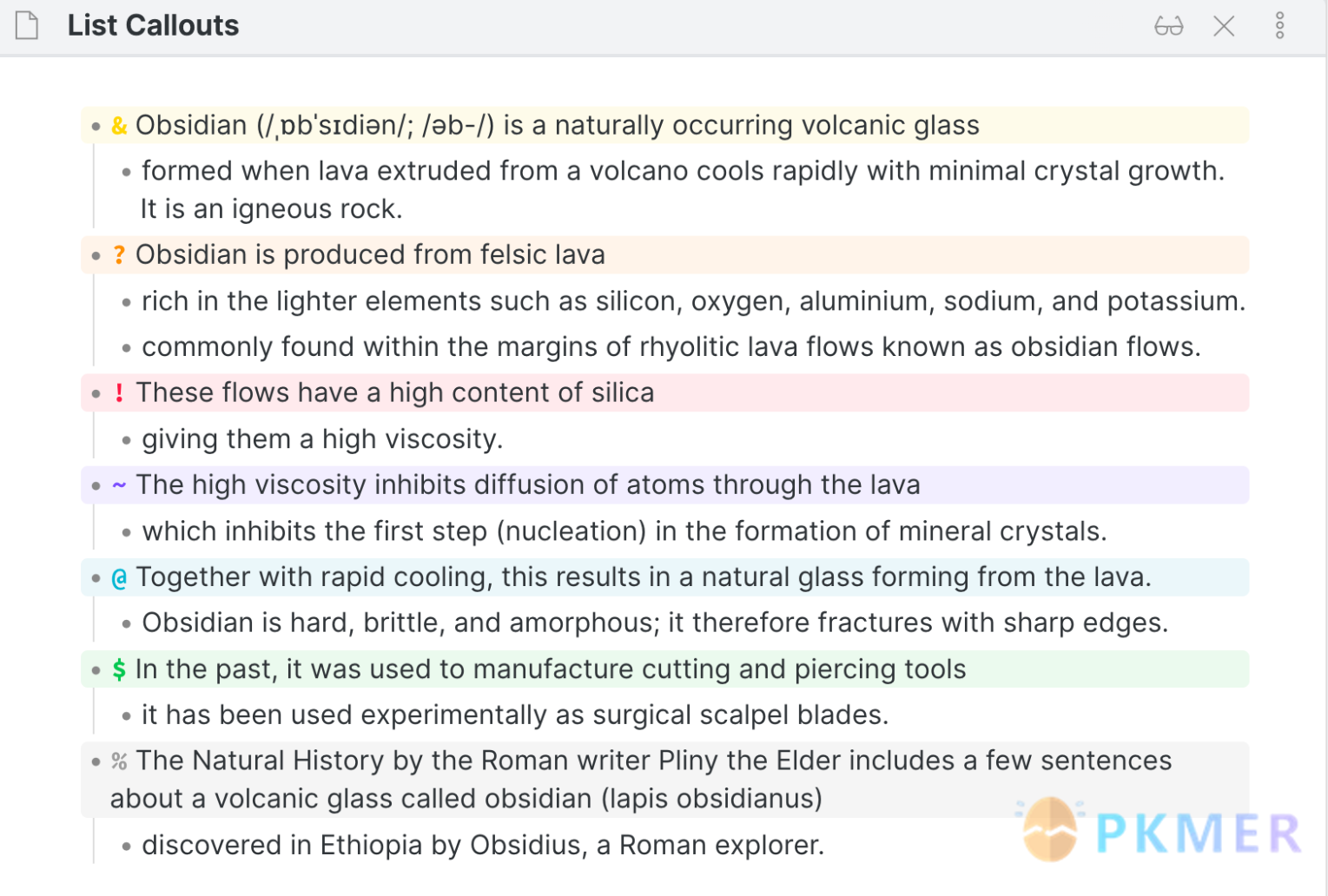 Obsidian 插件：List Callouts 为大纲列表增加强化样式--效果&使用