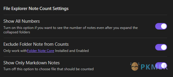 Obsidian 插件：File Explorer Note Count 增加文件数量统计功能--设置