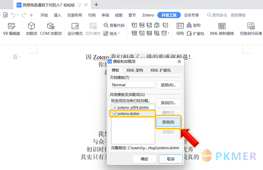 【引文 插件】在 WPS 中使用 Zotero Word 插件--只保留 1 个 Zotero 加载项