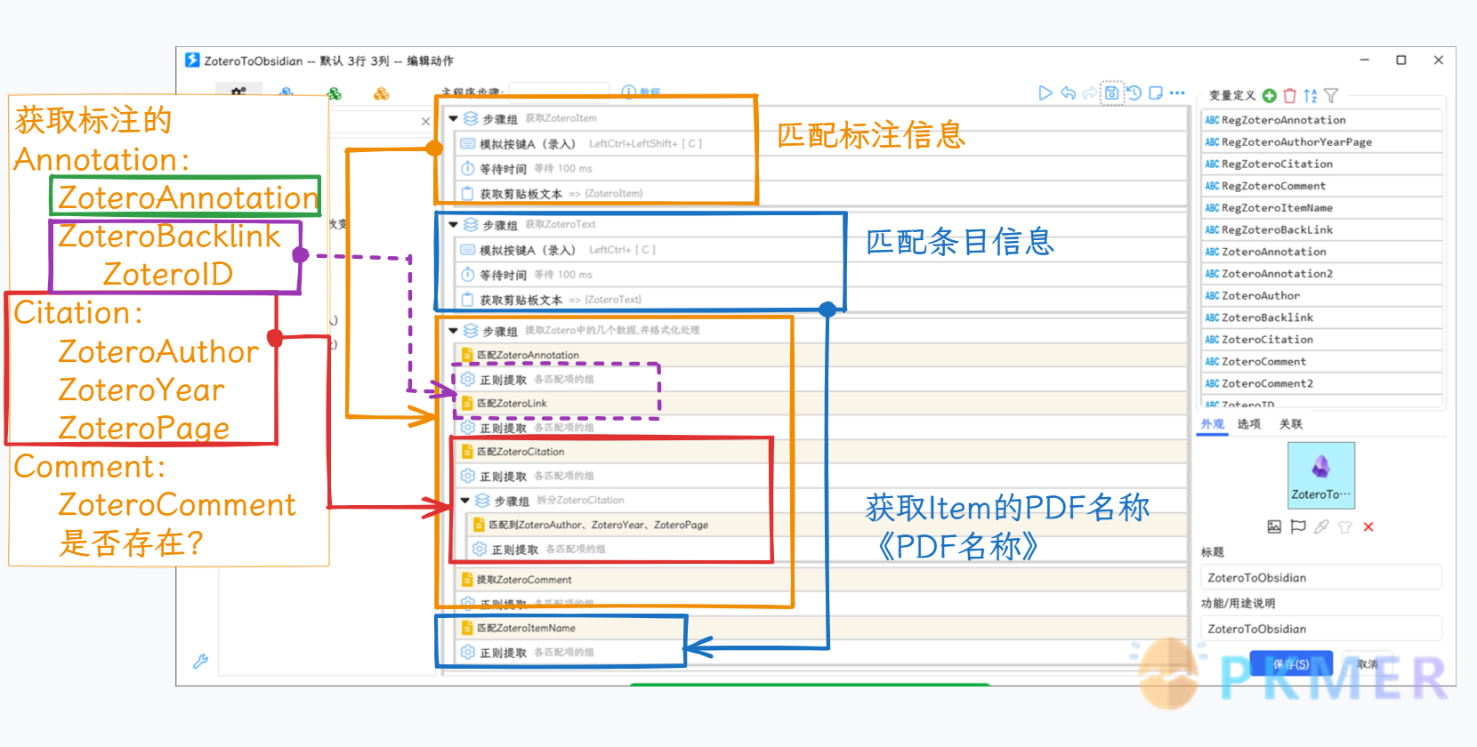 Quicker 动作之自定义 Zotero 标注到 Obsidian--第一步 获取标注信息和条目信息后正则匹配各个基本元素