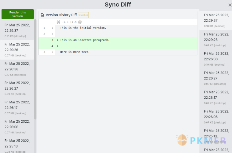 Obsidian 插件：Version History Diff (Sync, File Recovery & Git) 文件历史对比一键搞定--同步差异示例