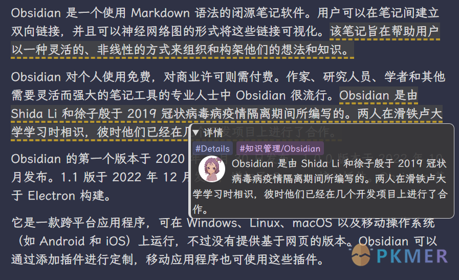 Obsidian 样式 - 调整 Html 的 detail 样式为简单评论区--样式效果